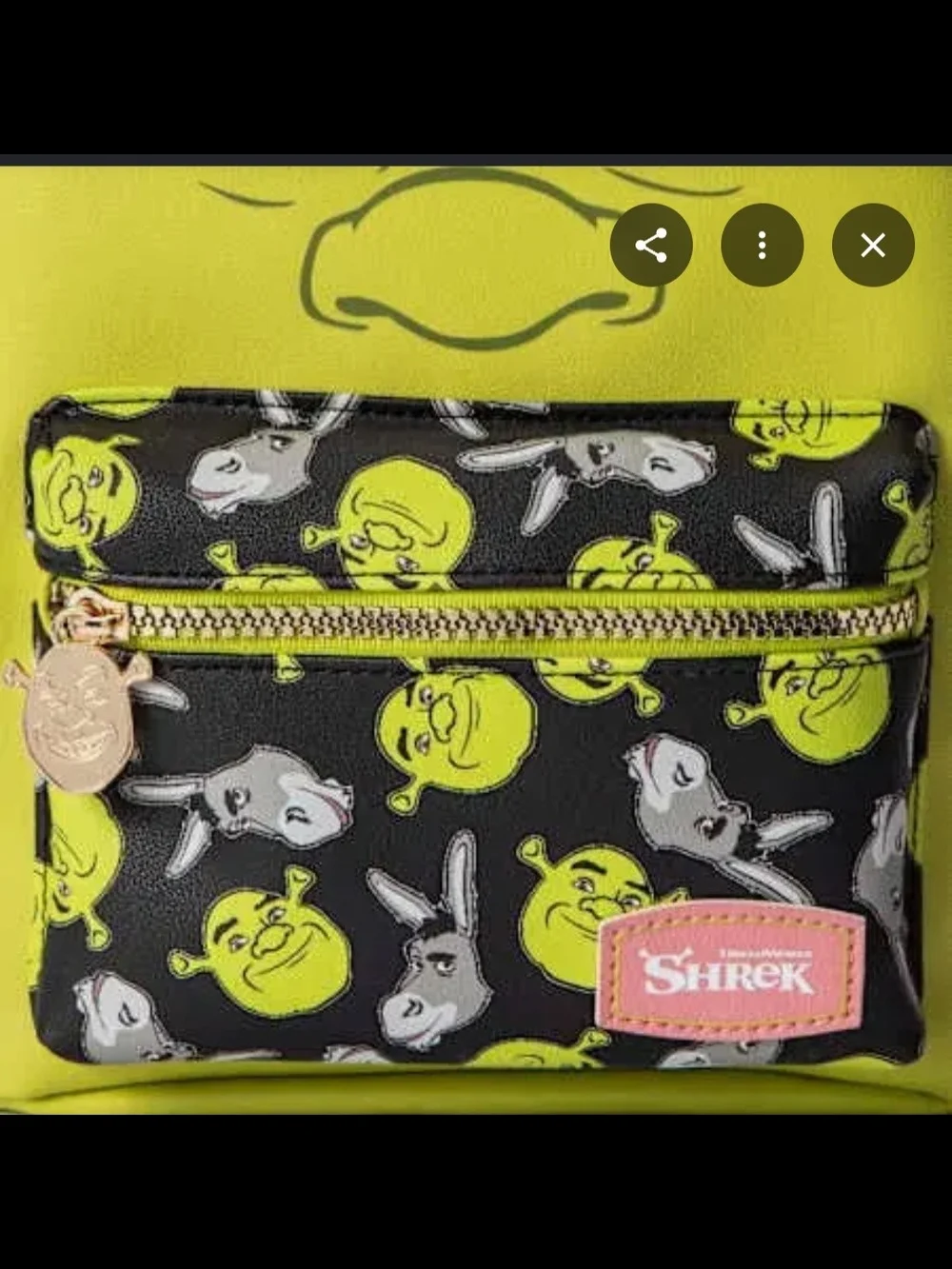 DreamWorks Shrek Lime Green Kids Backpack with Character Pocket